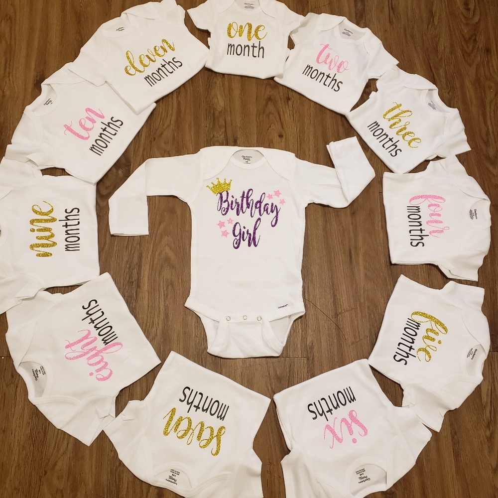 12 Month Milestone Baby onesie set